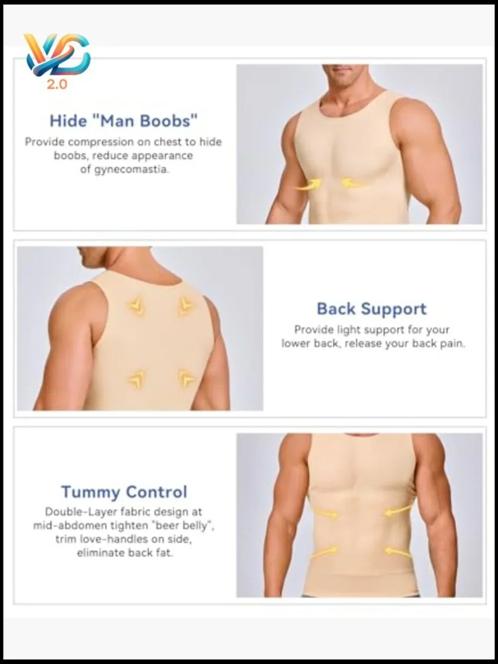 Men's Compression Tank Top Slimming Body Shaper Vest Workout Gym